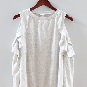 Isabel Maternity Cold Shoulder Ruffle Sweatshirt